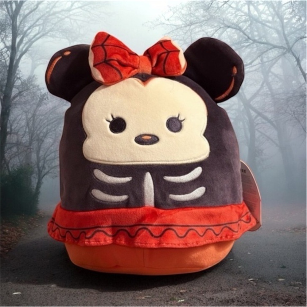 NWT Disney Squishmallows Halloween Skeleton Minnie Mouse Spider Hair Bow 10”